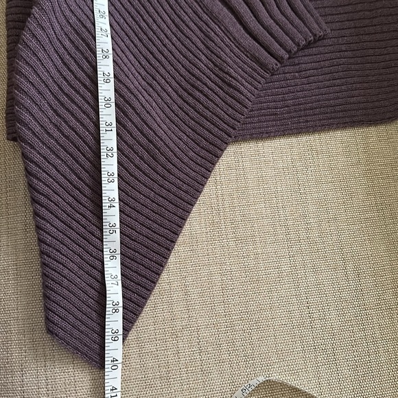 Bianco & Blu Italian Wool Waterfall Cardigan Longline Chunky Ribbed Knit Plum - Picture 8 of 12